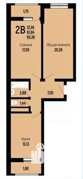 2-к квартира, вторичка, 69м2, 6/24 этаж