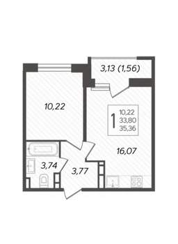 1-к квартира, вторичка, 35м2, 8/24 этаж