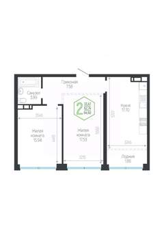 2-к квартира, вторичка, 65м2, 13/24 этаж