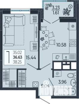 1-к квартира, вторичка, 37м2, 3/21 этаж