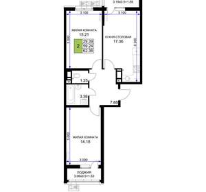 2-к квартира, вторичка, 62м2, 6/18 этаж