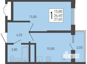 1-к квартира, вторичка, 38м2, 3/24 этаж