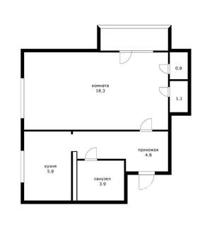 1-к квартира, вторичка, 35м2, 6/9 этаж