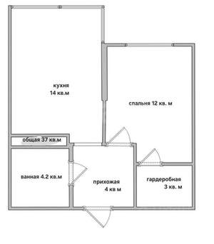 1-к квартира, вторичка, 37м2, 4/22 этаж
