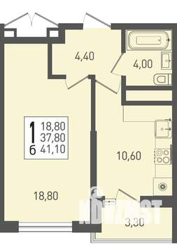 1-к квартира, вторичка, 41м2, 5/22 этаж