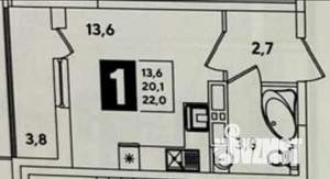 Студия квартира, вторичка, 24м2, 12/24 этаж