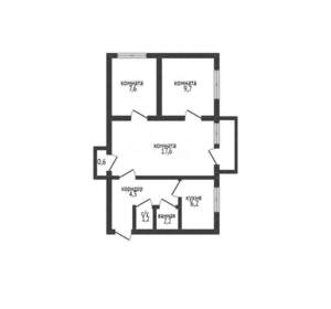 3-к квартира, вторичка, 49м2, 3/5 этаж