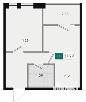 1-к квартира, вторичка, 37м2, 13/18 этаж