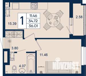 1-к квартира, вторичка, 36м2, 11/18 этаж