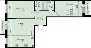 3-к квартира, строящийся дом, 70м2, 3/3 этаж