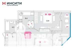 2-к квартира, вторичка, 54м2, 4/24 этаж