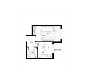 1-к квартира, вторичка, 34м2, 6/9 этаж