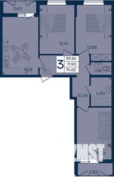 3-к квартира, вторичка, 75м2, 2/18 этаж