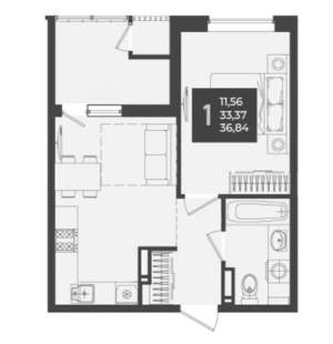 1-к квартира, вторичка, 36м2, 13/21 этаж