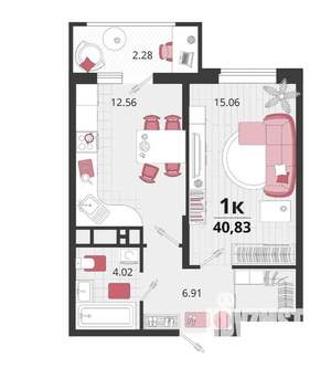 1-к квартира, вторичка, 41м2, 9/18 этаж