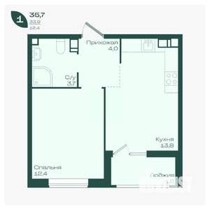 1-к квартира, вторичка, 36м2, 8/18 этаж