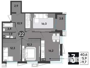 3-к квартира, вторичка, 79м2, 4/18 этаж