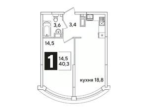 1-к квартира, вторичка, 40м2, 12/16 этаж