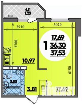 1-к квартира, строящийся дом, 38м2, 12/16 этаж