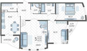 5-к квартира, сданный дом, 228м2, 19/20 этаж
