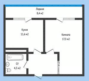 1-к квартира, сданный дом, 46м2, 7/19 этаж