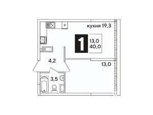 1-к квартира, вторичка, 40м2, 16/16 этаж