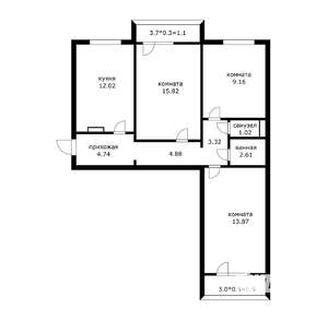 3-к квартира, вторичка, 75м2, 5/16 этаж