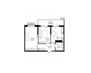 2-к квартира, вторичка, 57м2, 18/23 этаж