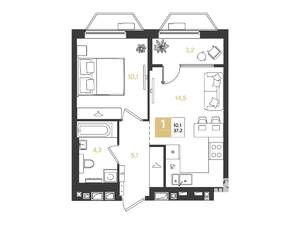 1-к квартира, вторичка, 37м2, 7/9 этаж