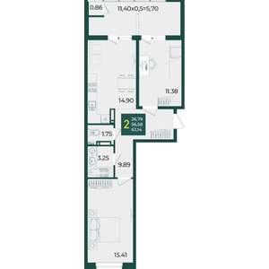 2-к квартира, вторичка, 63м2, 10/18 этаж