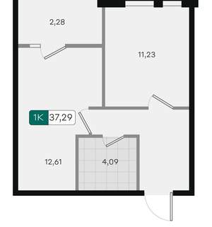 1-к квартира, вторичка, 37м2, 4/18 этаж