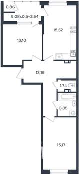 2-к квартира, вторичка, 66м2, 5/18 этаж