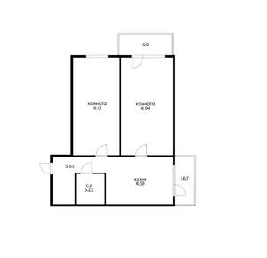 2-к квартира, вторичка, 57м2, 2/5 этаж