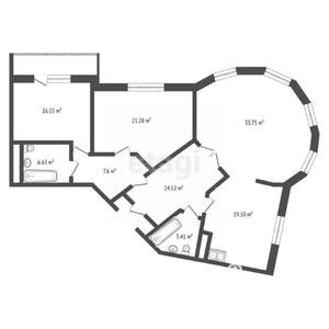 3-к квартира, сданный дом, 124м2, 18/18 этаж