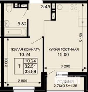 1-к квартира, вторичка, 34м2, 9/9 этаж