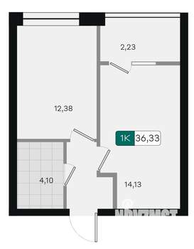 1-к квартира, вторичка, 36м2, 6/9 этаж