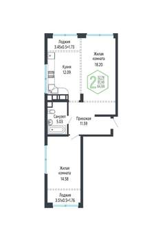 Студия квартира, вторичка, 66м2, 22/24 этаж