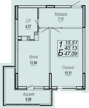 1-к квартира, вторичка, 47м2, 13/16 этаж