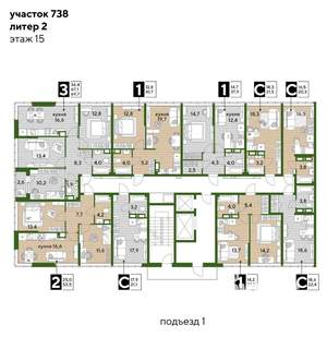 Студия квартира, вторичка, 22м2, 15/16 этаж