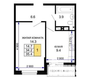 2-к квартира, вторичка, 35м2, 9/17 этаж