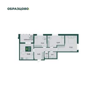 3-к квартира, вторичка, 78м2, 2/18 этаж