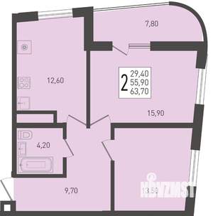 2-к квартира, вторичка, 64м2, 19/24 этаж