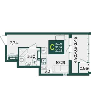 Студия квартира, вторичка, 22м2, 11/18 этаж