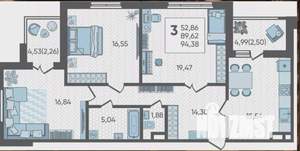 3-к квартира, вторичка, 94м2, 8/17 этаж