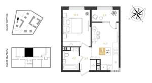 1-к квартира, вторичка, 39м2, 5/9 этаж
