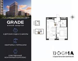 1-к квартира, вторичка, 34м2, 2/9 этаж