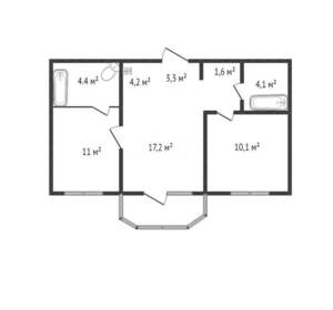 2-к квартира, вторичка, 56м2, 8/10 этаж