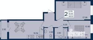 2-к квартира, вторичка, 58м2, 2/18 этаж