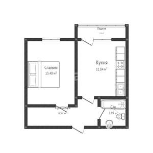 1-к квартира, вторичка, 36м2, 13/16 этаж
