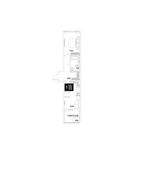 1-к квартира, вторичка, 44м2, 16/18 этаж